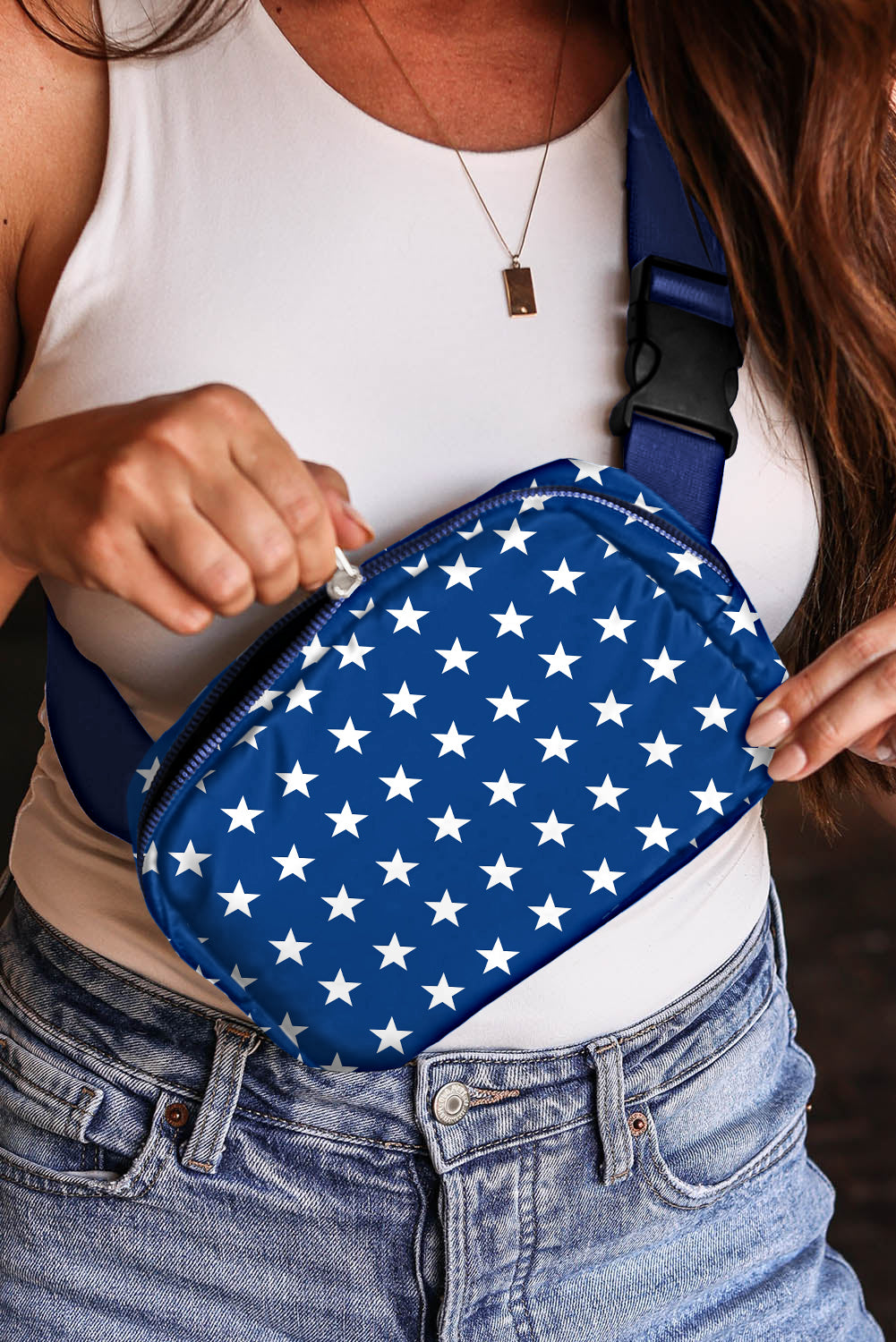 Bluing Independent Day Flag Star Printed Crossbody Bag