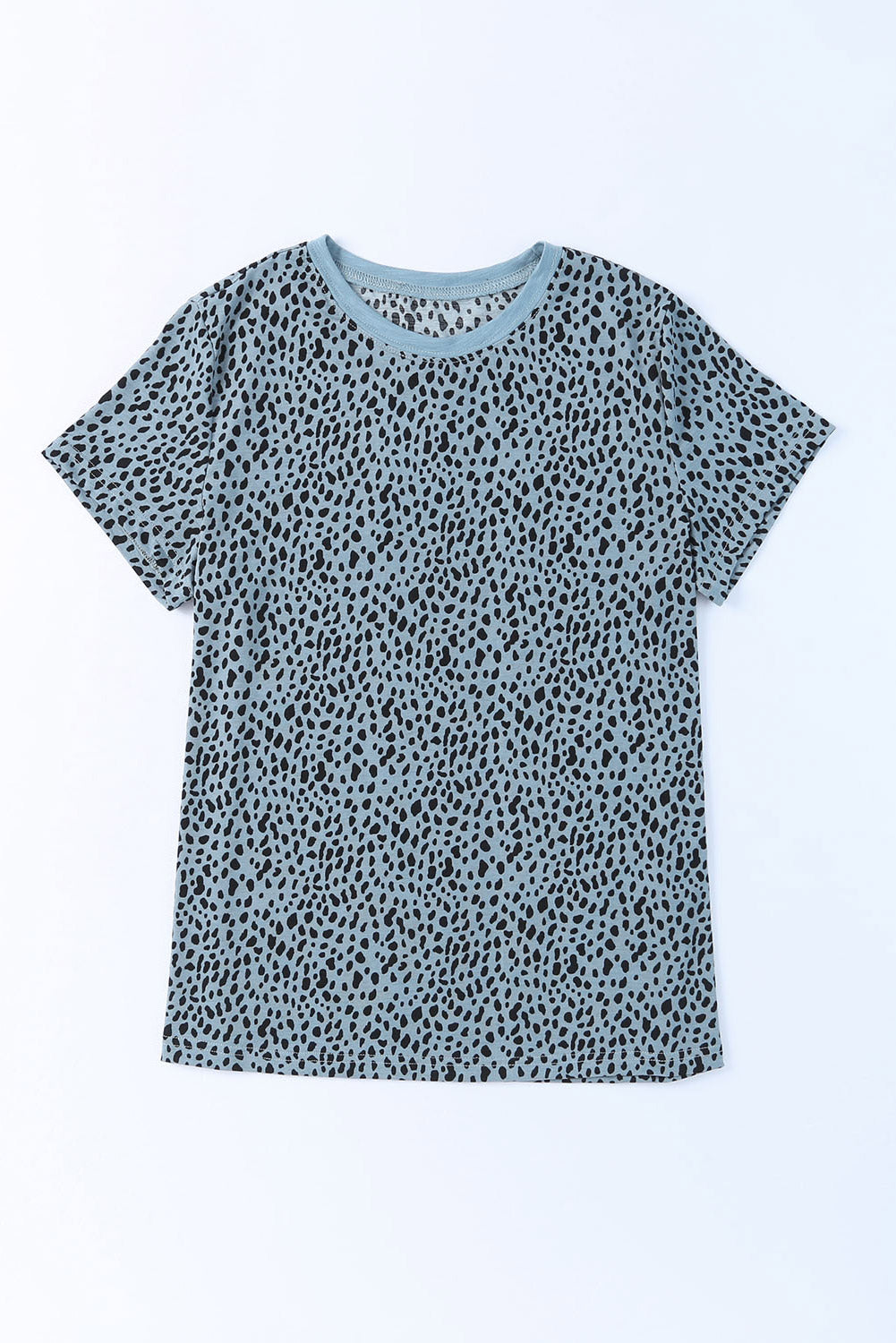 Red Cheetah Print Casual Short Sleeve Crew Neck T Shirt