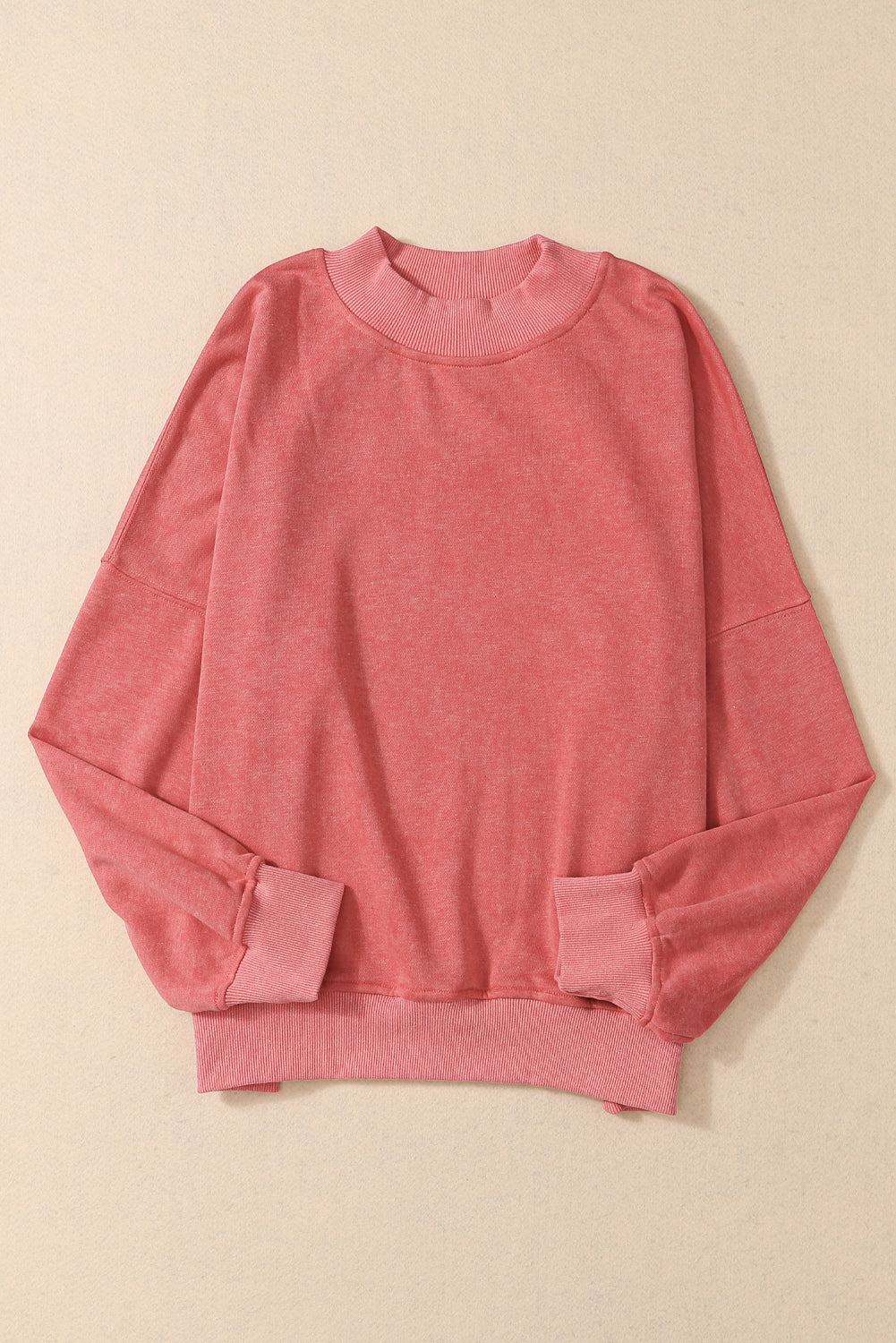 Blue Plain Drop Shoulder Crew Neck Pullover Sweatshirt