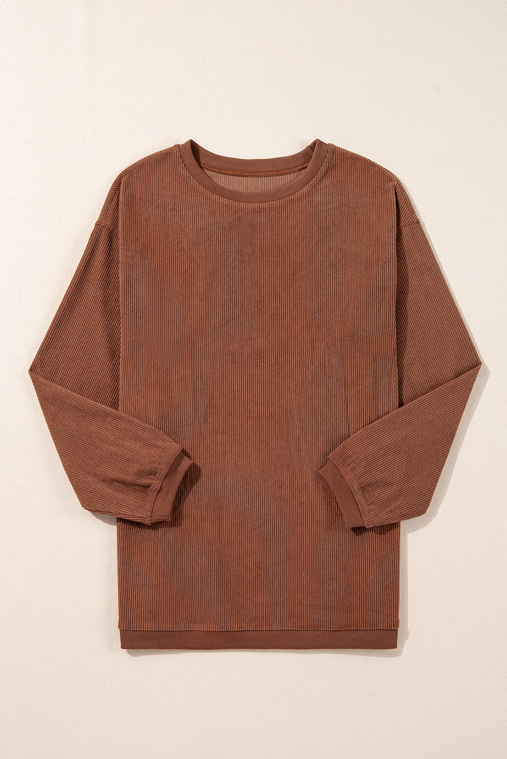 Apricot Drop Shoulder Crinkle Rib Oversized Sweatshirt