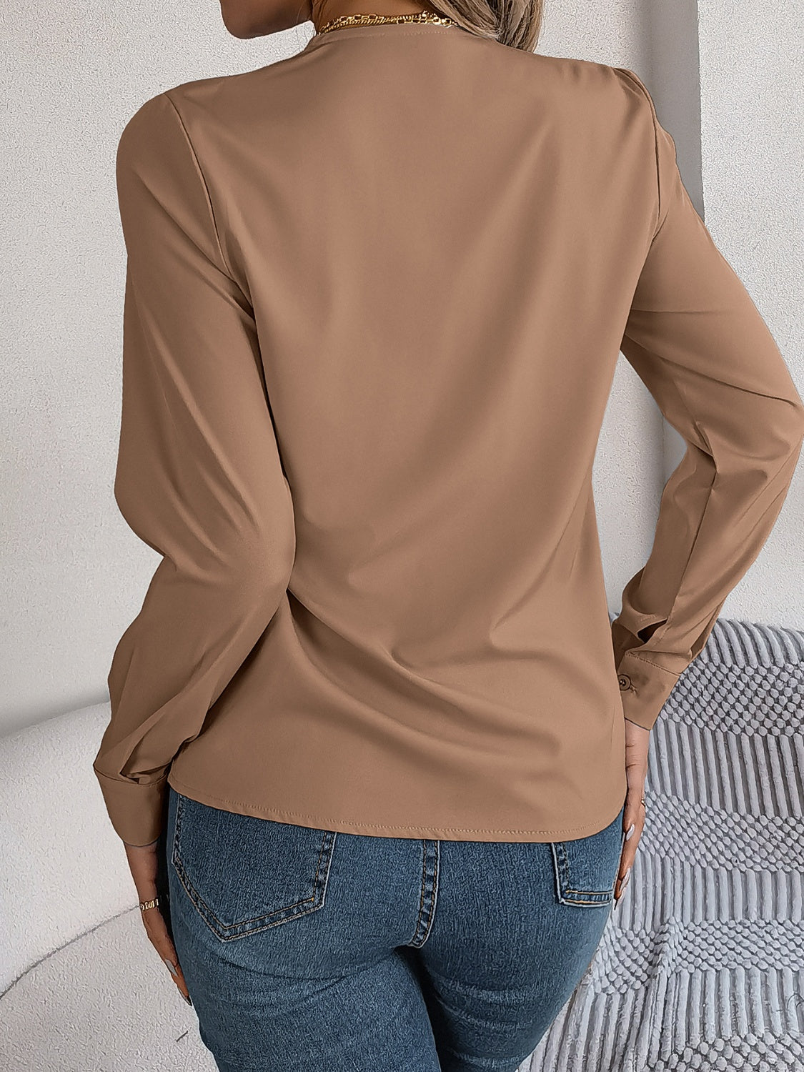 V-Neck Long Sleeve Blouse