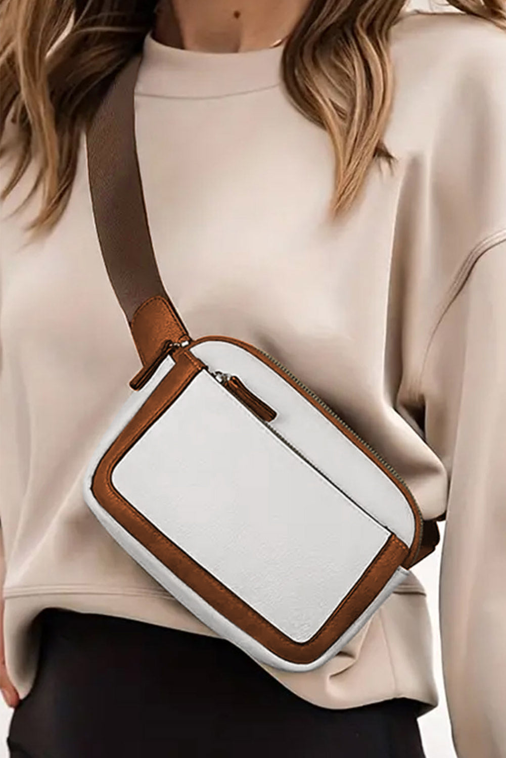 White Adjustable Strap Mini PU Leather Crossbody Bag