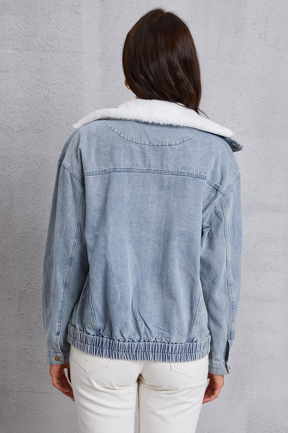 MeiMei Snap Down Collared Neck Denim Jacket