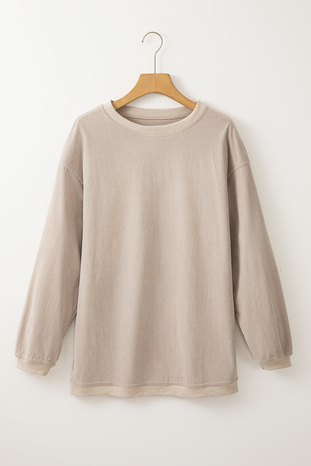 Apricot Drop Shoulder Crinkle Rib Oversized Sweatshirt