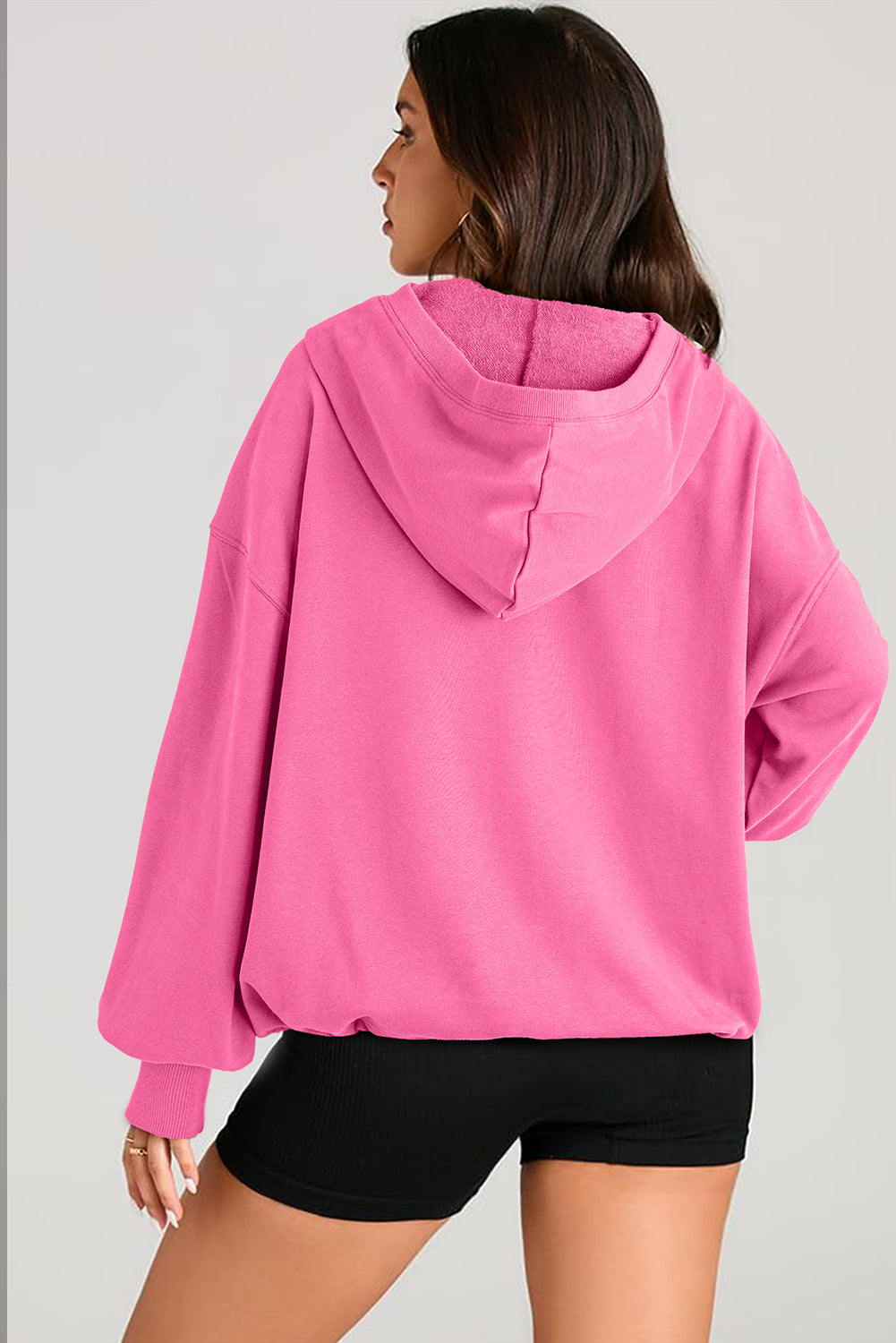 Bonbon Kangaroo Pocket Half Zipper Oversized Hoodie