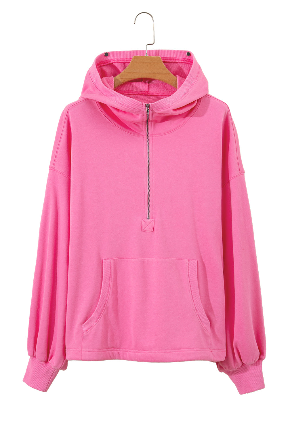 Bonbon Kangaroo Pocket Half Zipper Oversized Hoodie