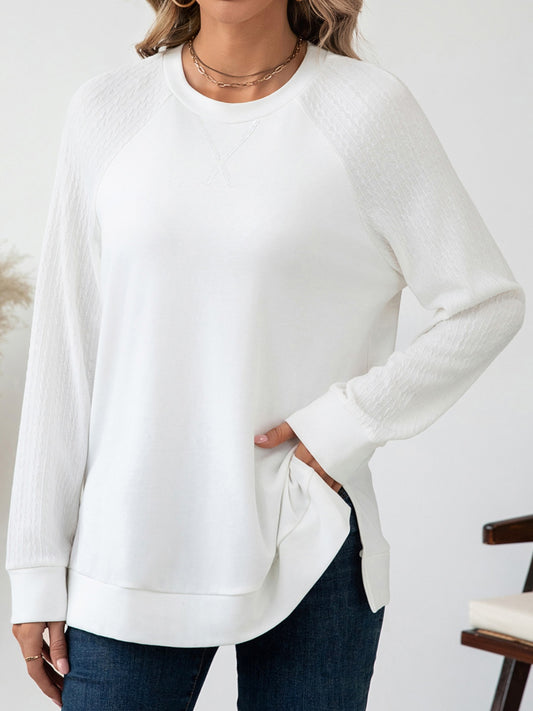 Round Neck Raglan Sleeve Top