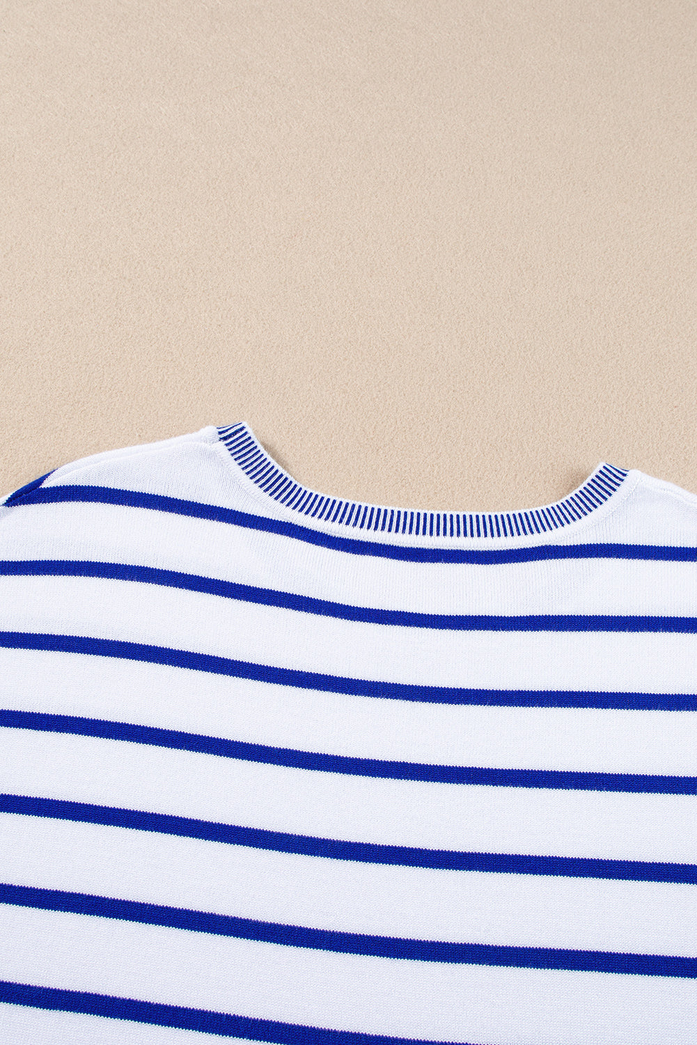 Sky Blue Stripe Knitted Dolman T Shirt