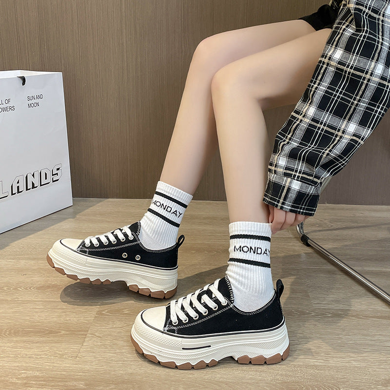 Round Toe Platform Canvas Sneakers