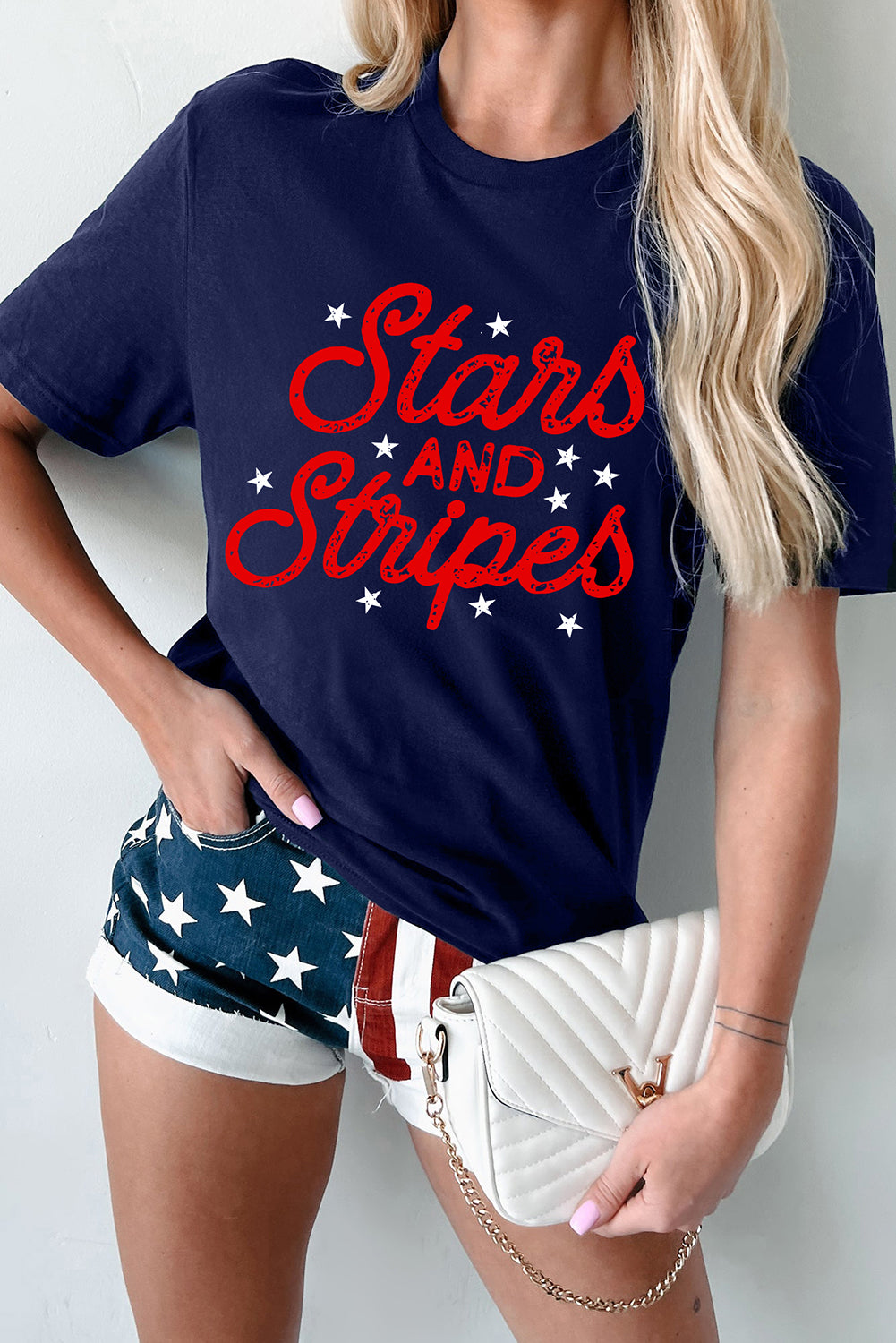 Blue Flag Day Stars AND Stripes Graphic T Shirt