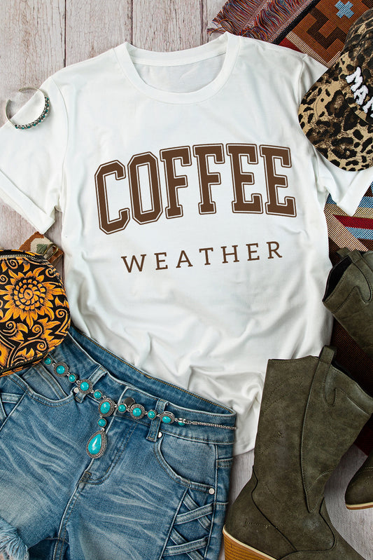 White COFFEE WEATHER Graphic T-Shirt