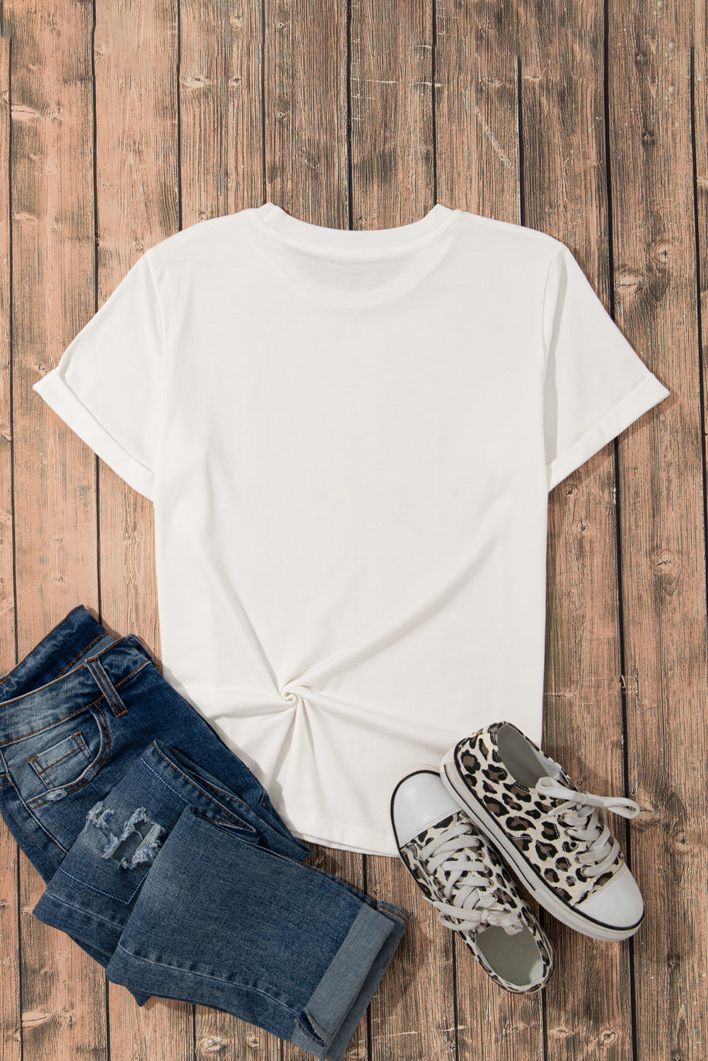 Gray Solid Color Basic Crew Neck Plain Tee