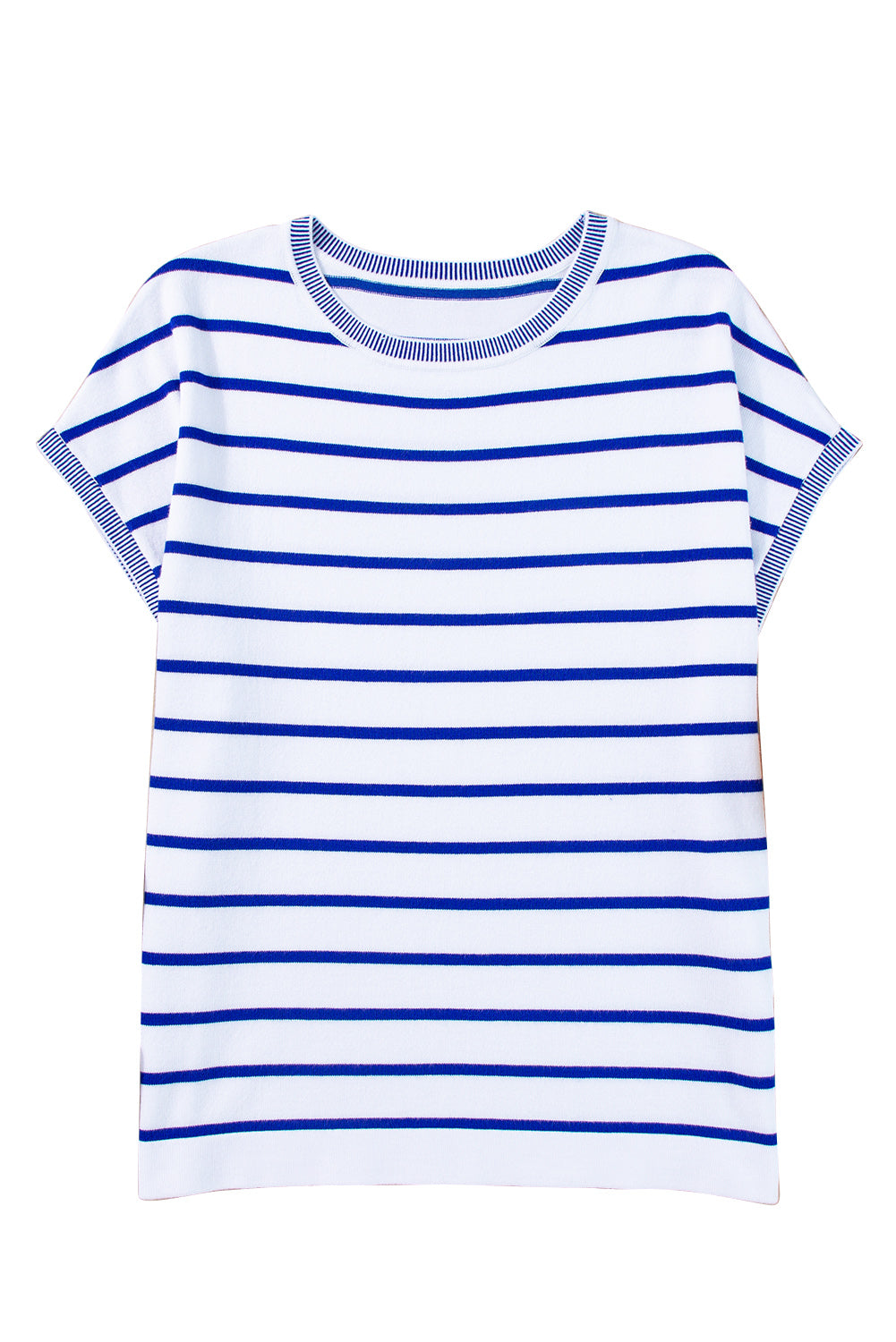 Sky Blue Stripe Knitted Dolman T Shirt