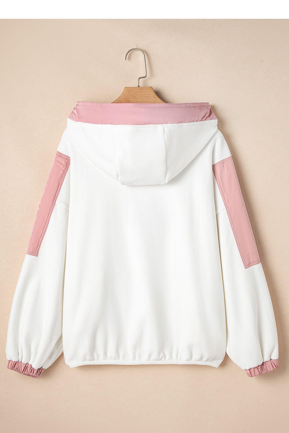 Pink Patchwork Half Zip Oversized Sherpa Hoodie