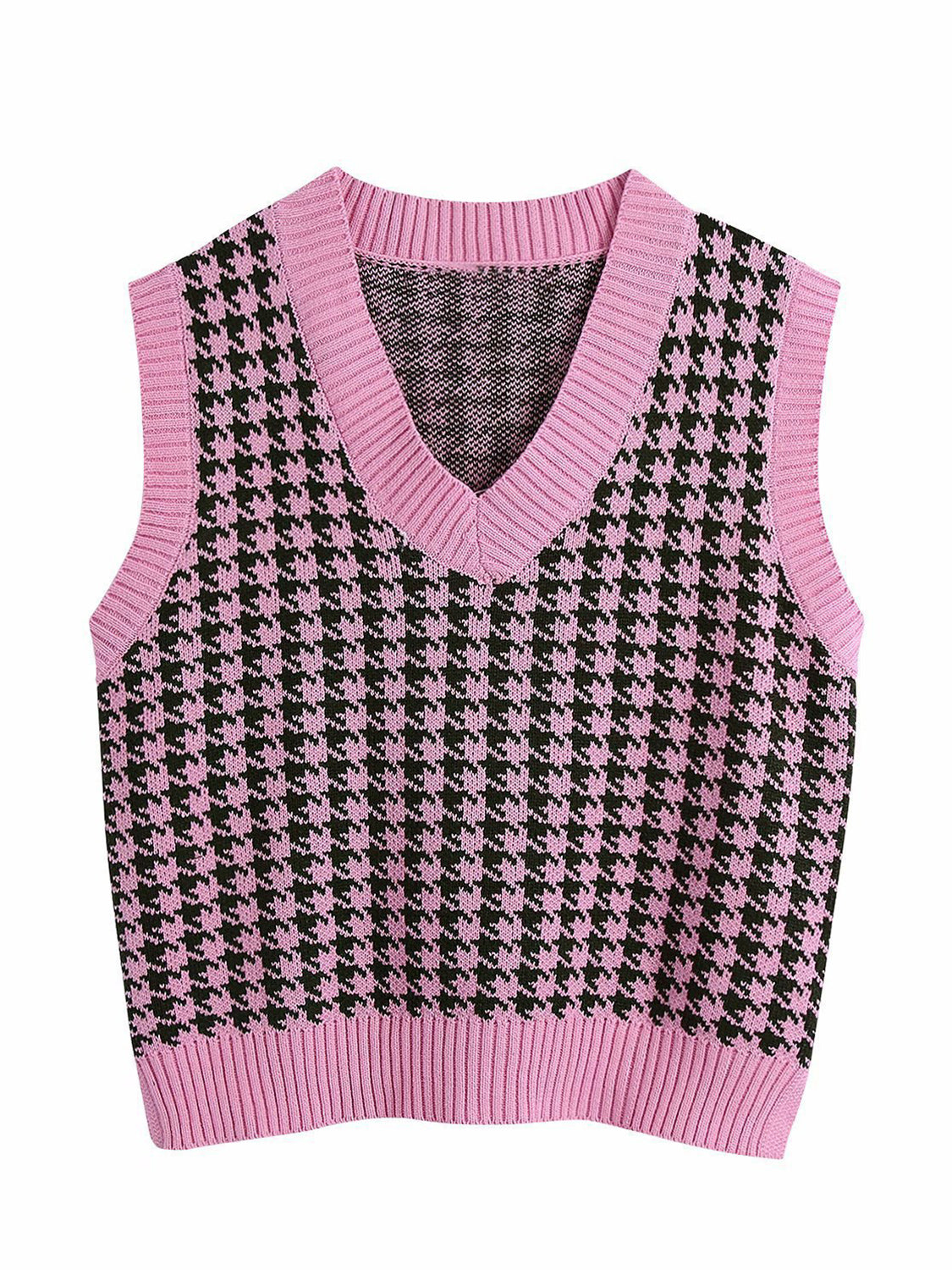 Houndstooth V-Neck Sweater Vest