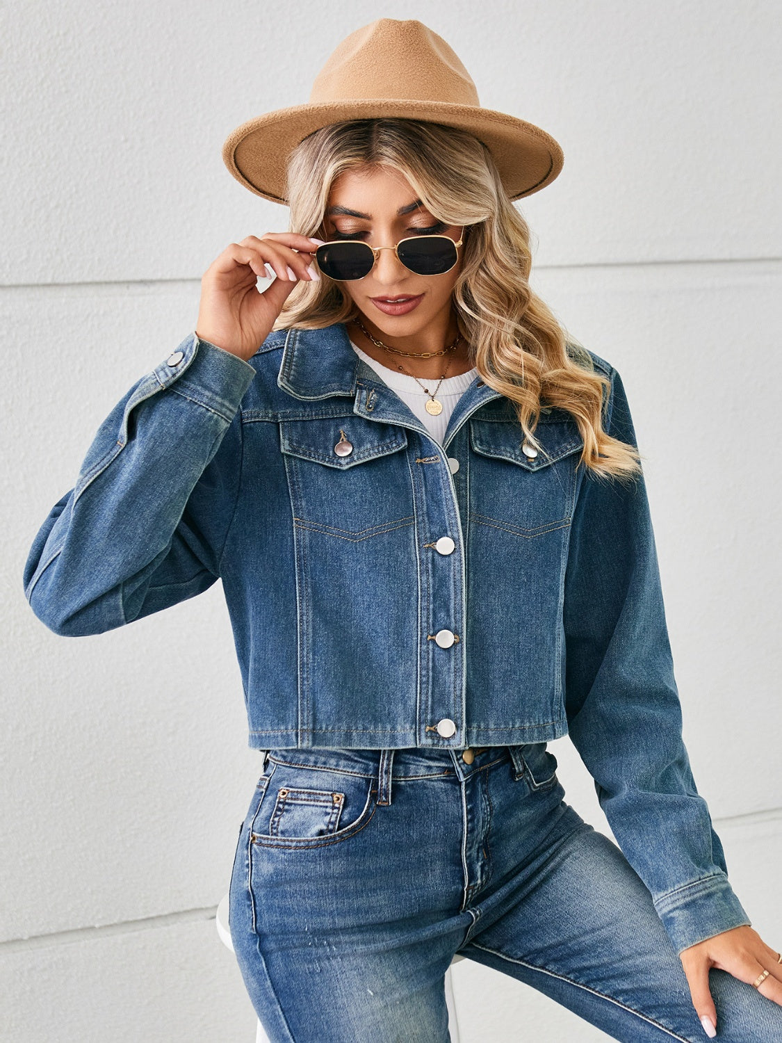 Button Up Long Sleeve Denim Jacket