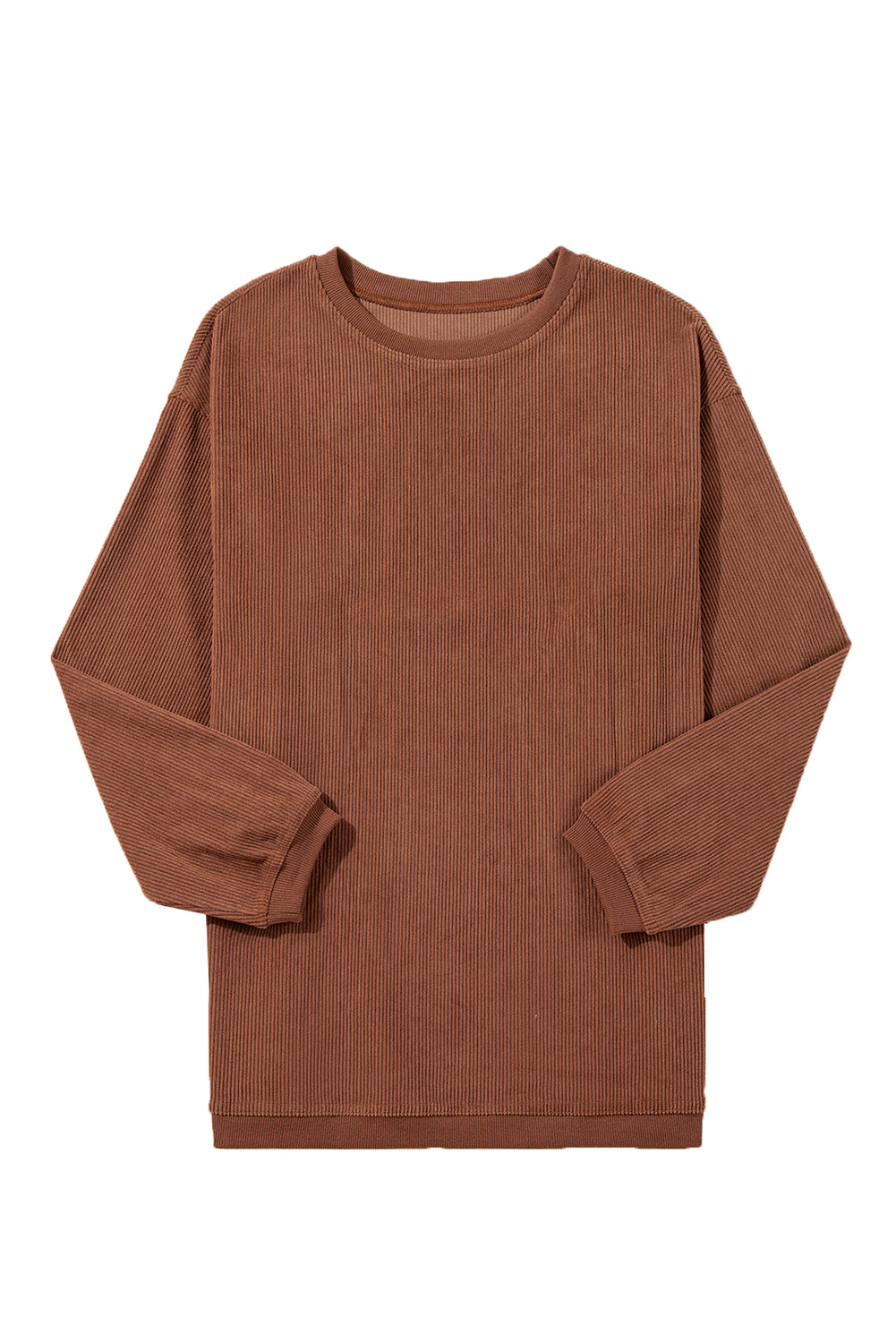 Apricot Drop Shoulder Crinkle Rib Oversized Sweatshirt