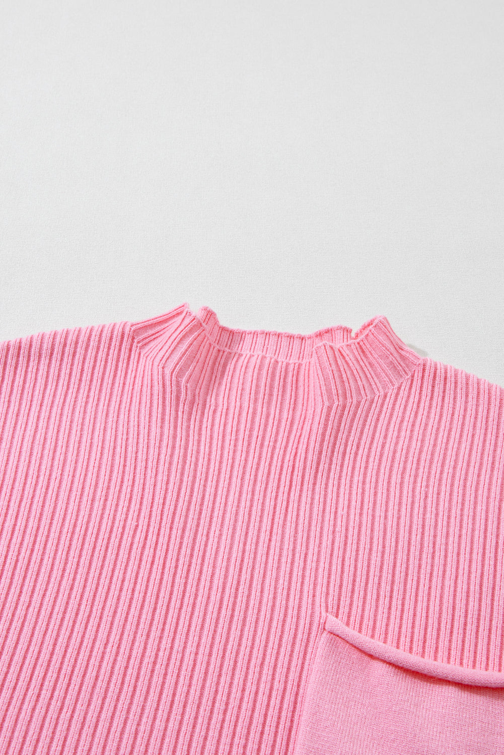 Mineral Red Patch Pocket Ribbed Knit Short Sleeve Sweater