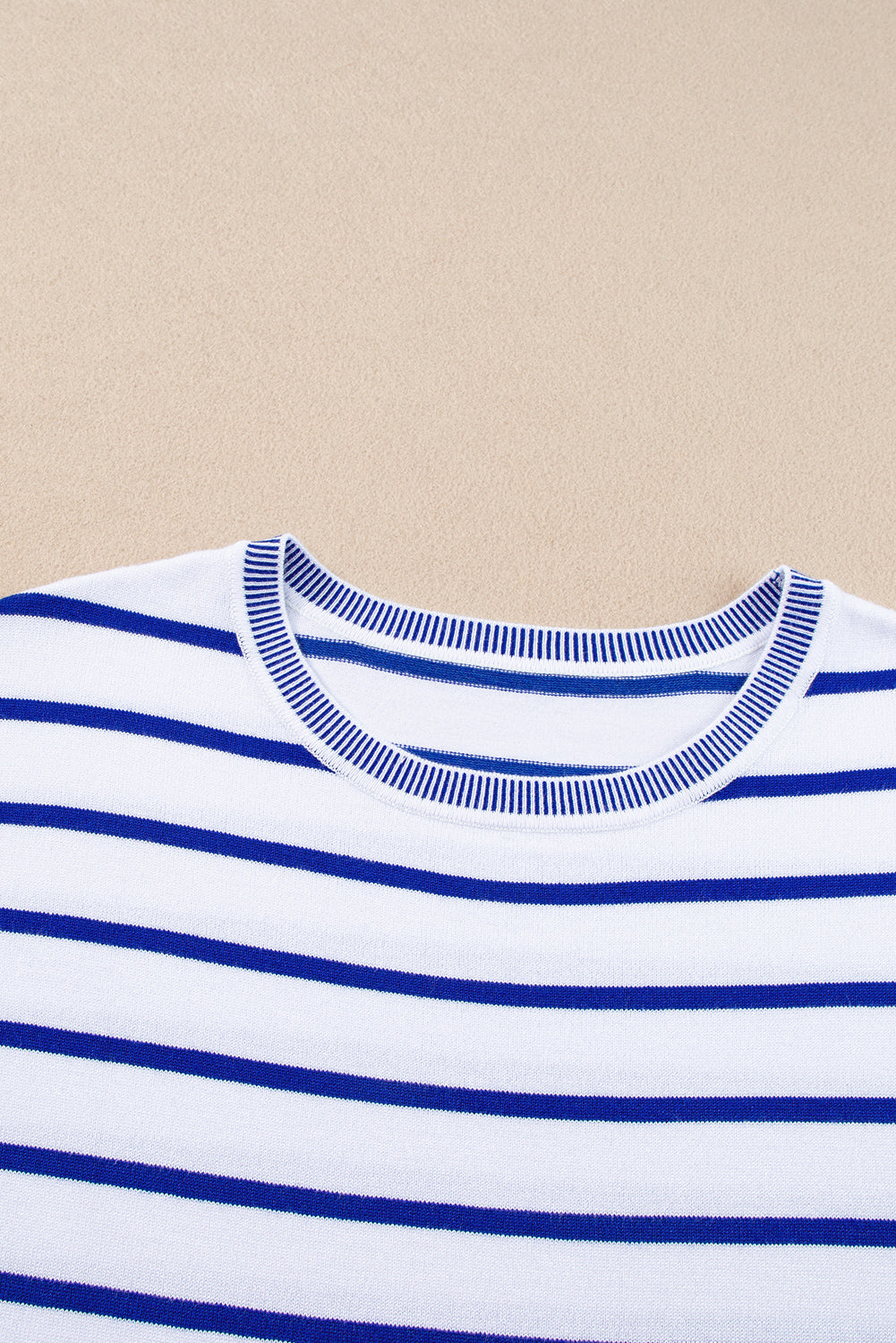 Sky Blue Stripe Knitted Dolman T Shirt