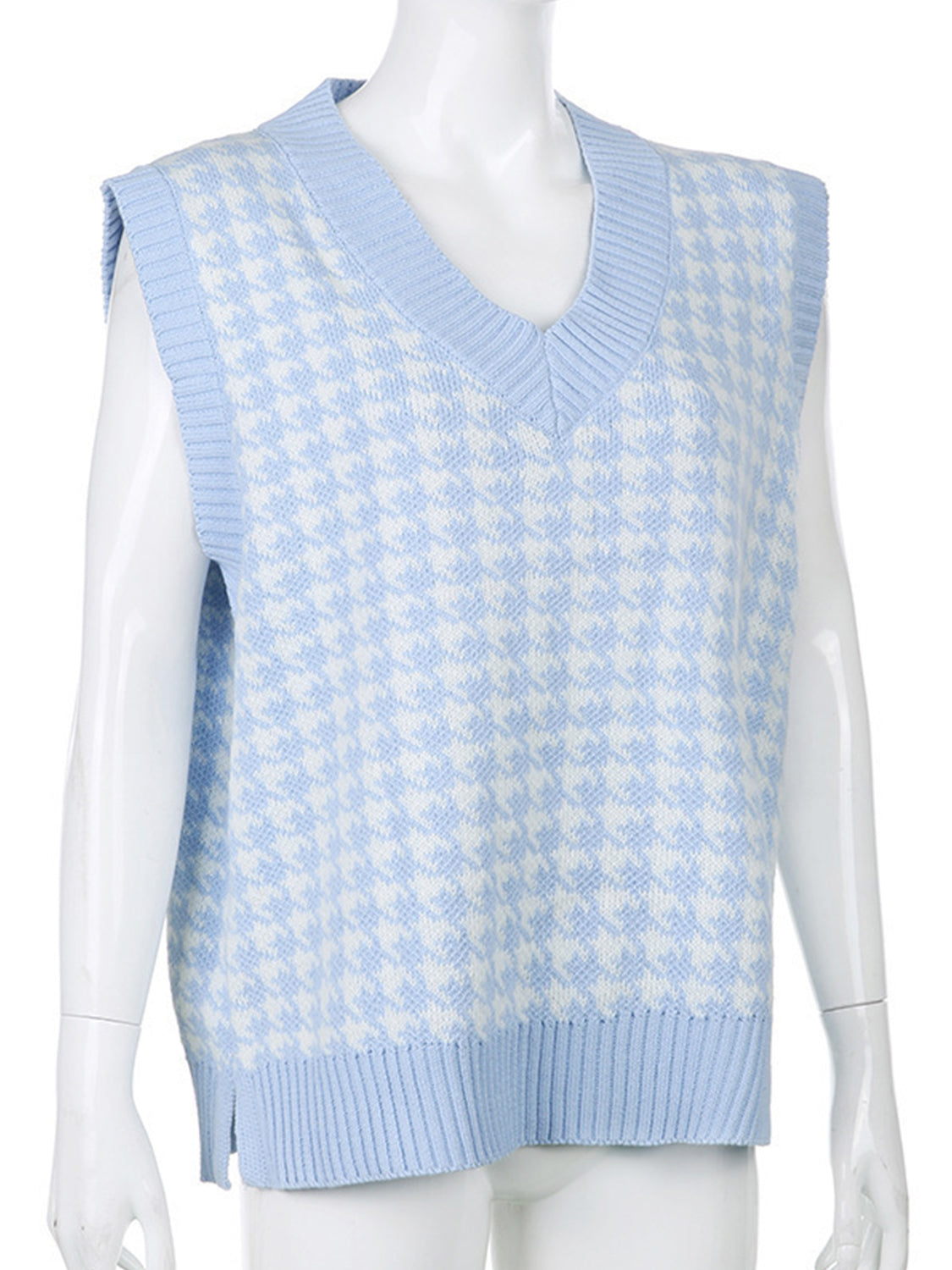 Houndstooth V-Neck Sweater Vest