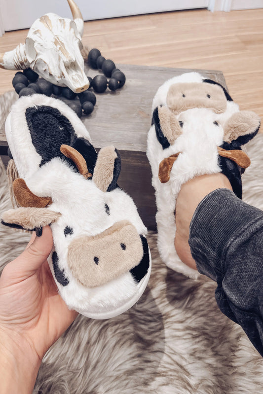 White Cartoon Animal Plush Slippers