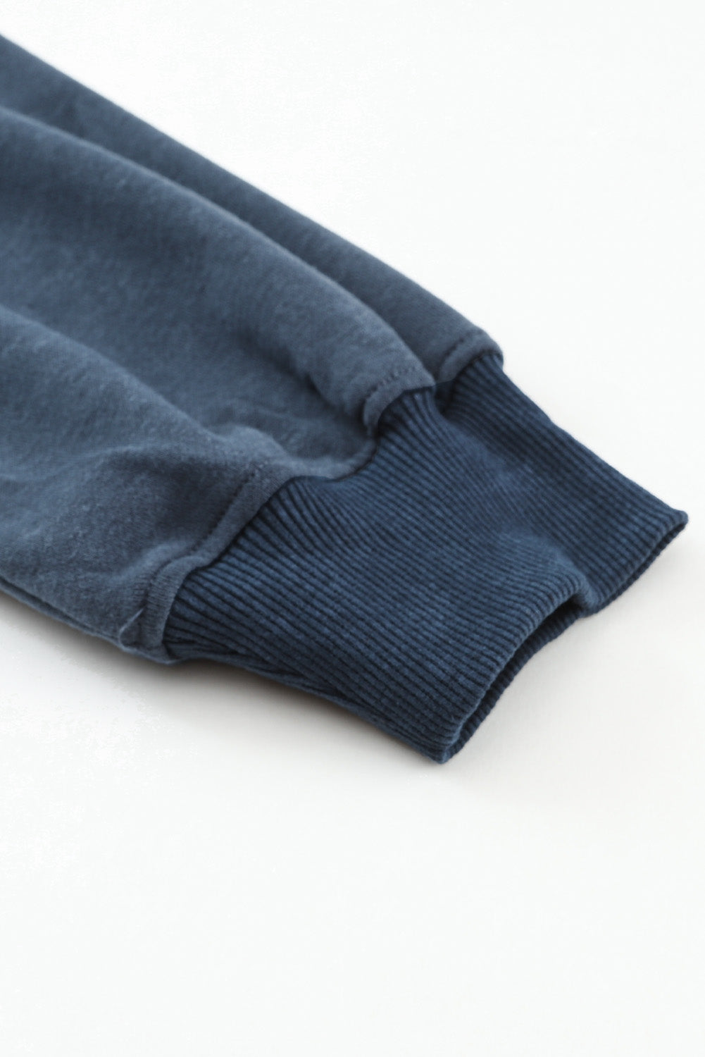 Blue Plain Drop Shoulder Crew Neck Pullover Sweatshirt