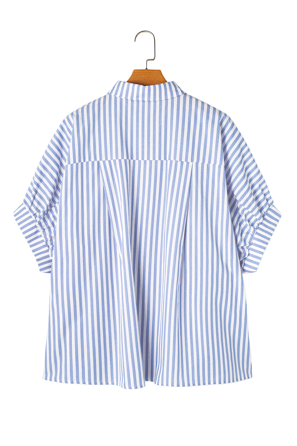 Sky Blue Stripe Dolman Sleeve Oversized Blouse