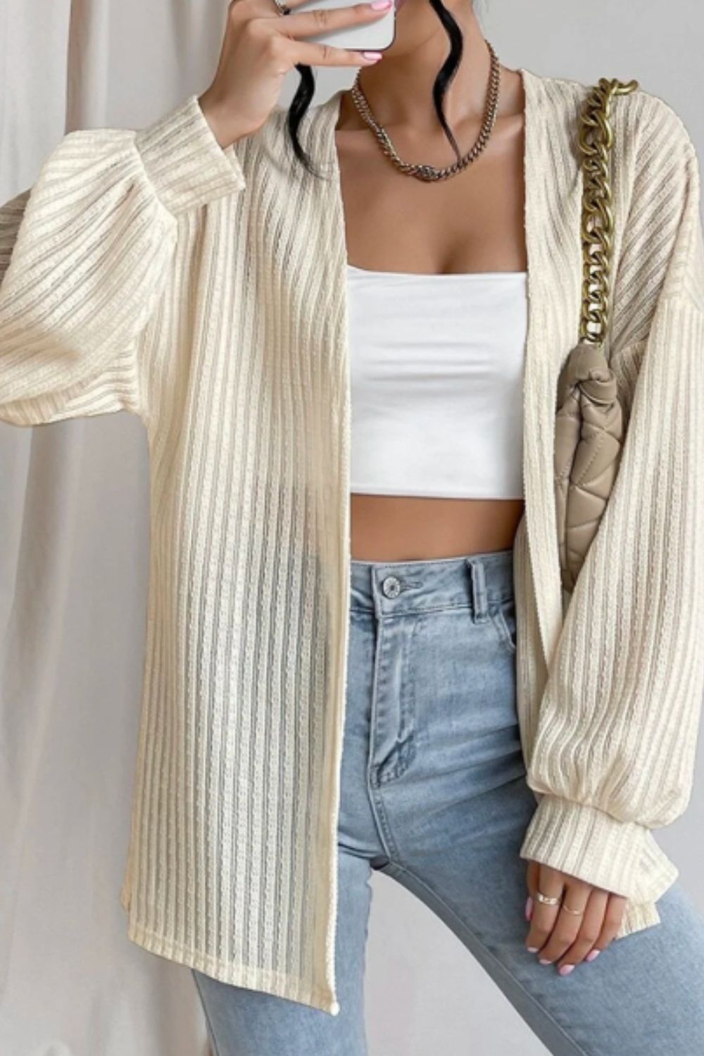 Open Front Long Sleeve Cardigan