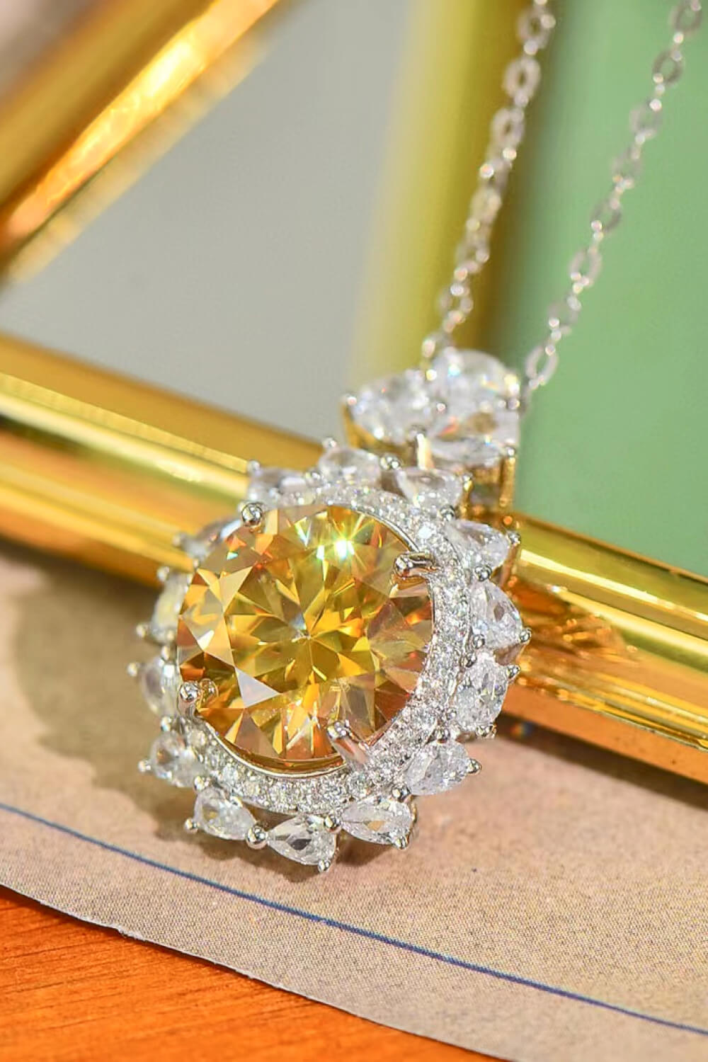 5 Carat Yellow Moissanite Pendant Necklace