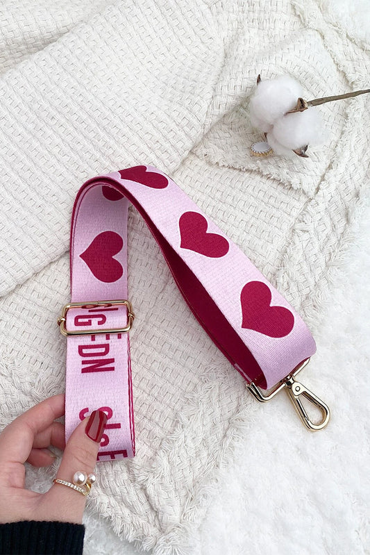 Bright Pink Valentines Heart Print Bag Belt Strap