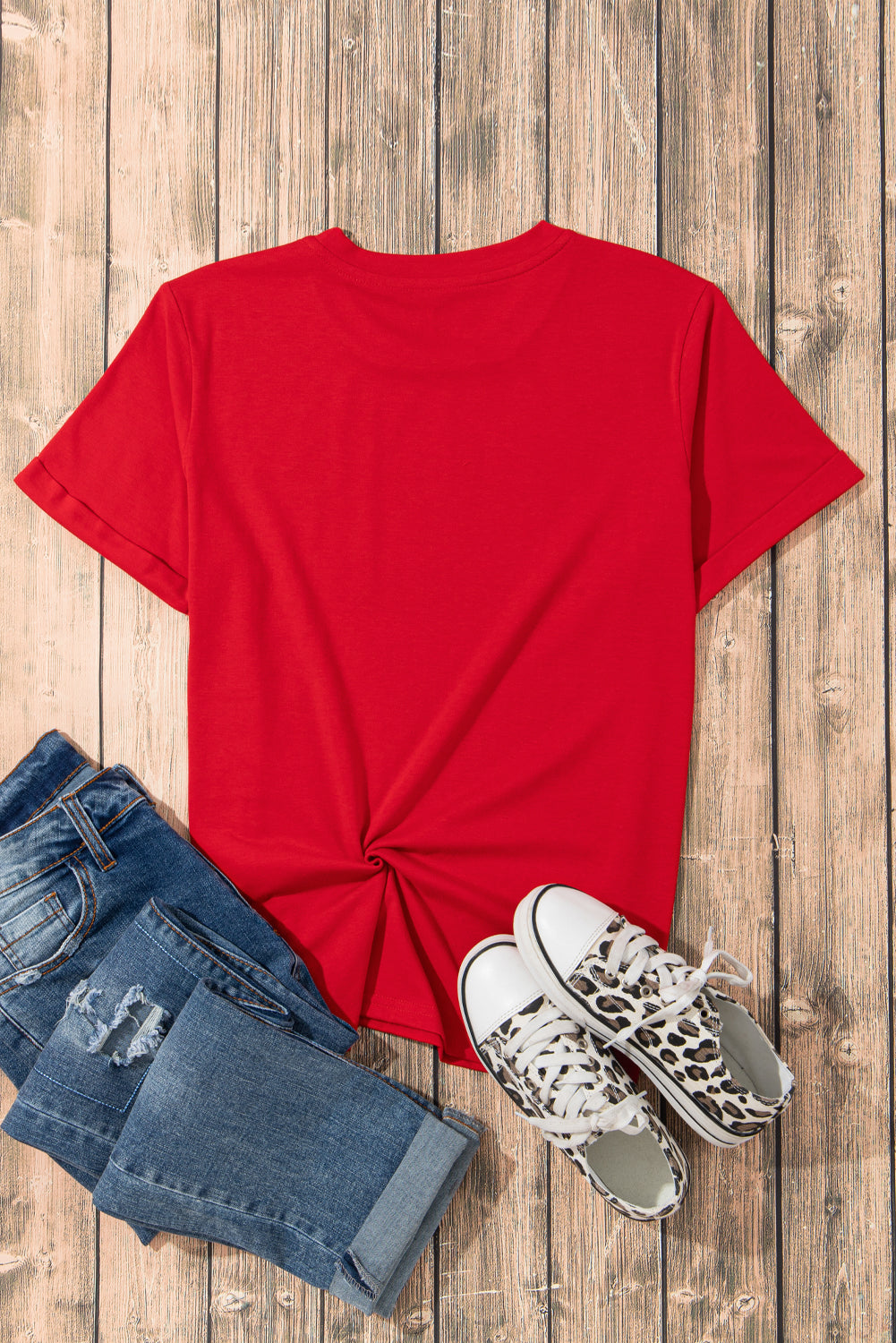 Red Diverse Heart Printed Crewneck Valentines Tee