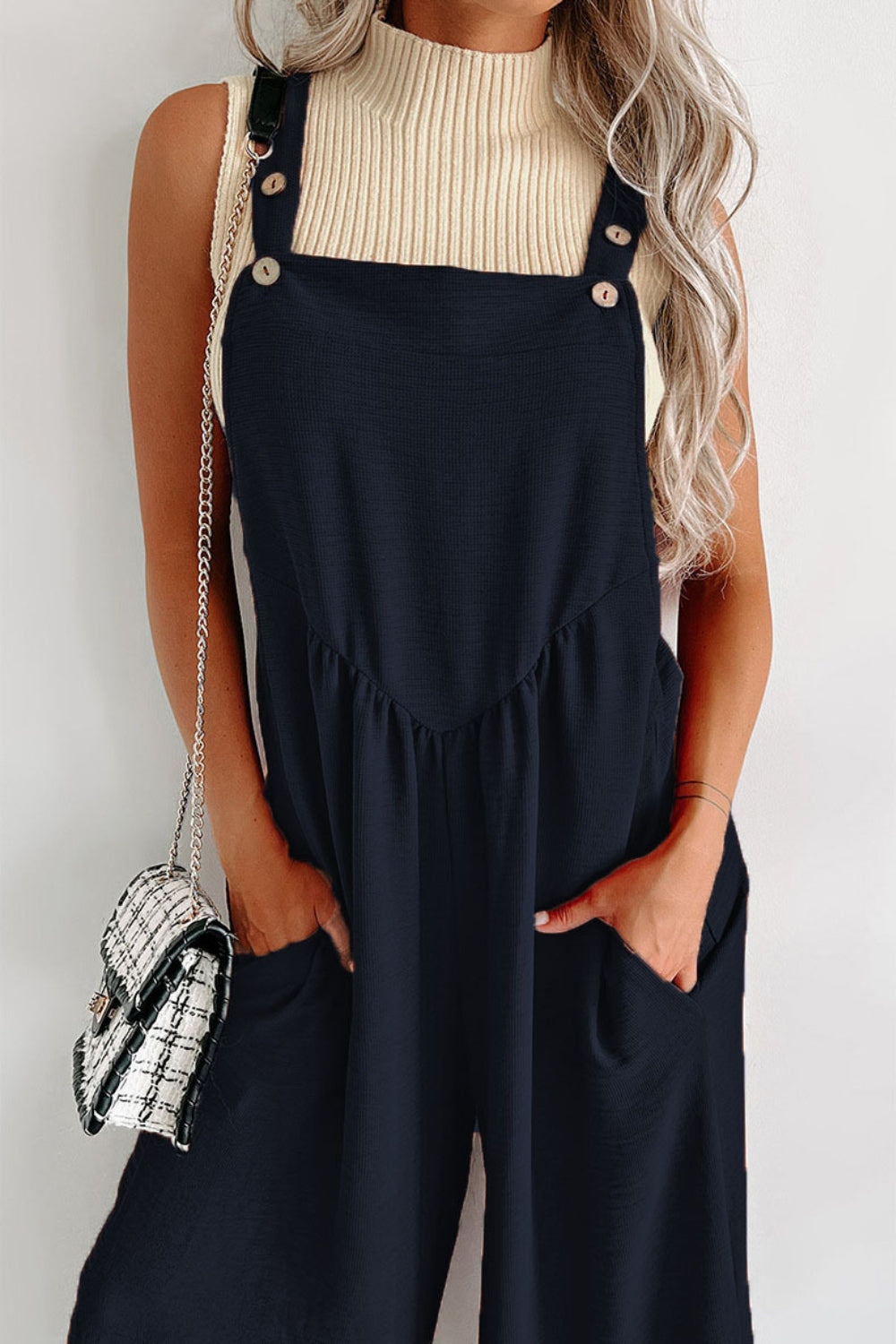 Square Neck Wide Strap Jumpsuit