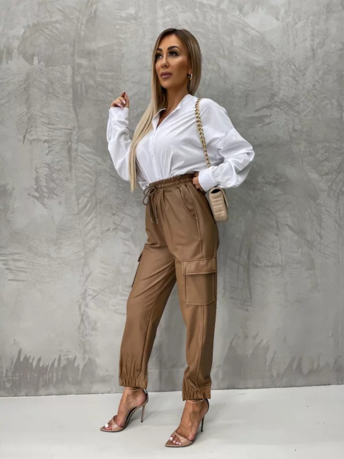 Tied High Waist Pants with Pockets