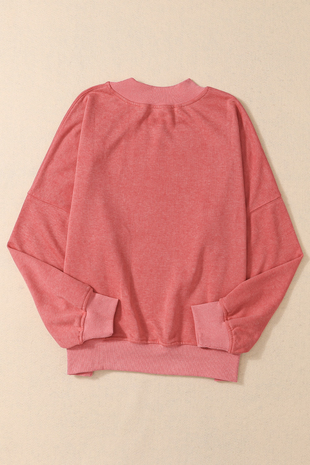 Blue Plain Drop Shoulder Crew Neck Pullover Sweatshirt