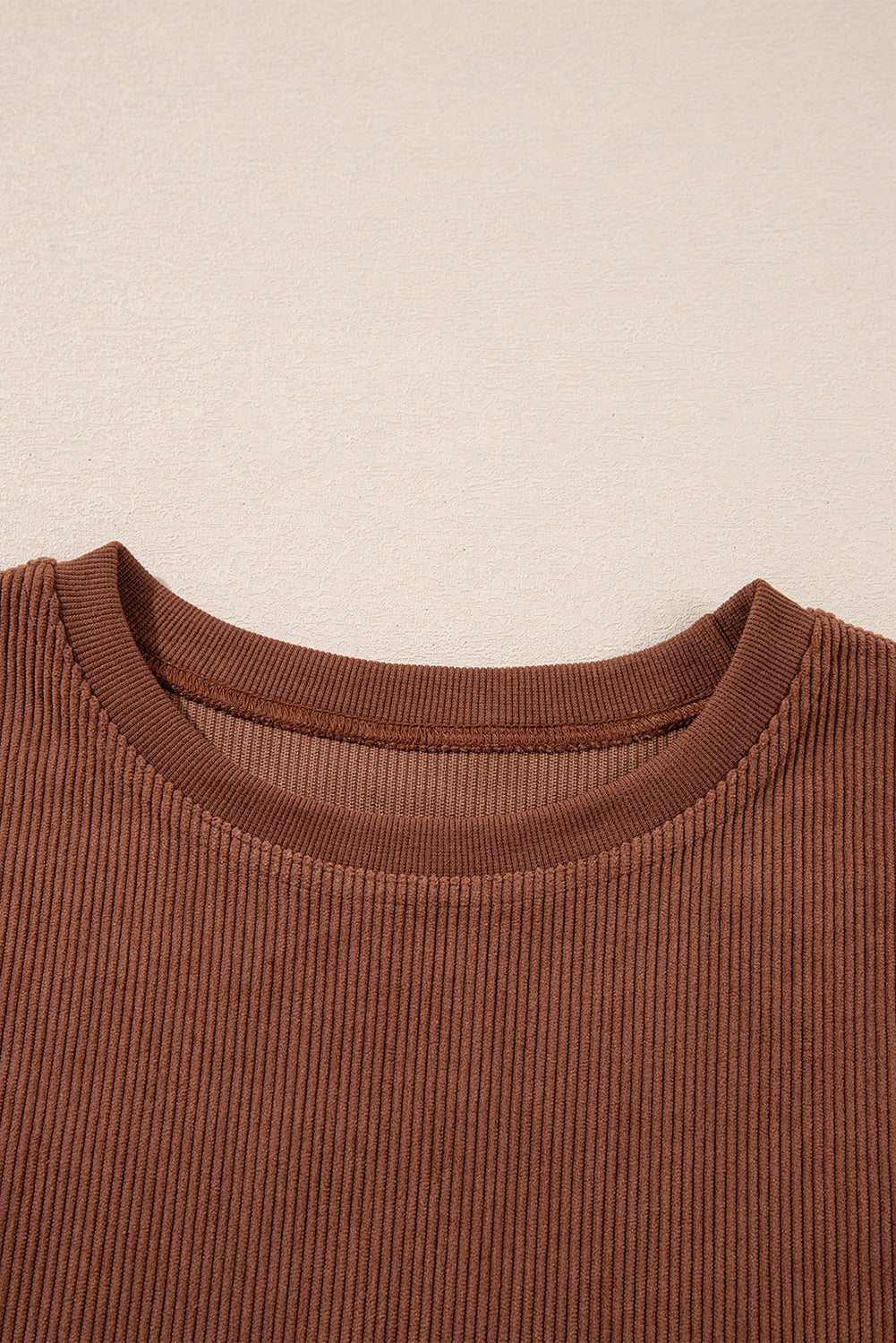 Apricot Drop Shoulder Crinkle Rib Oversized Sweatshirt