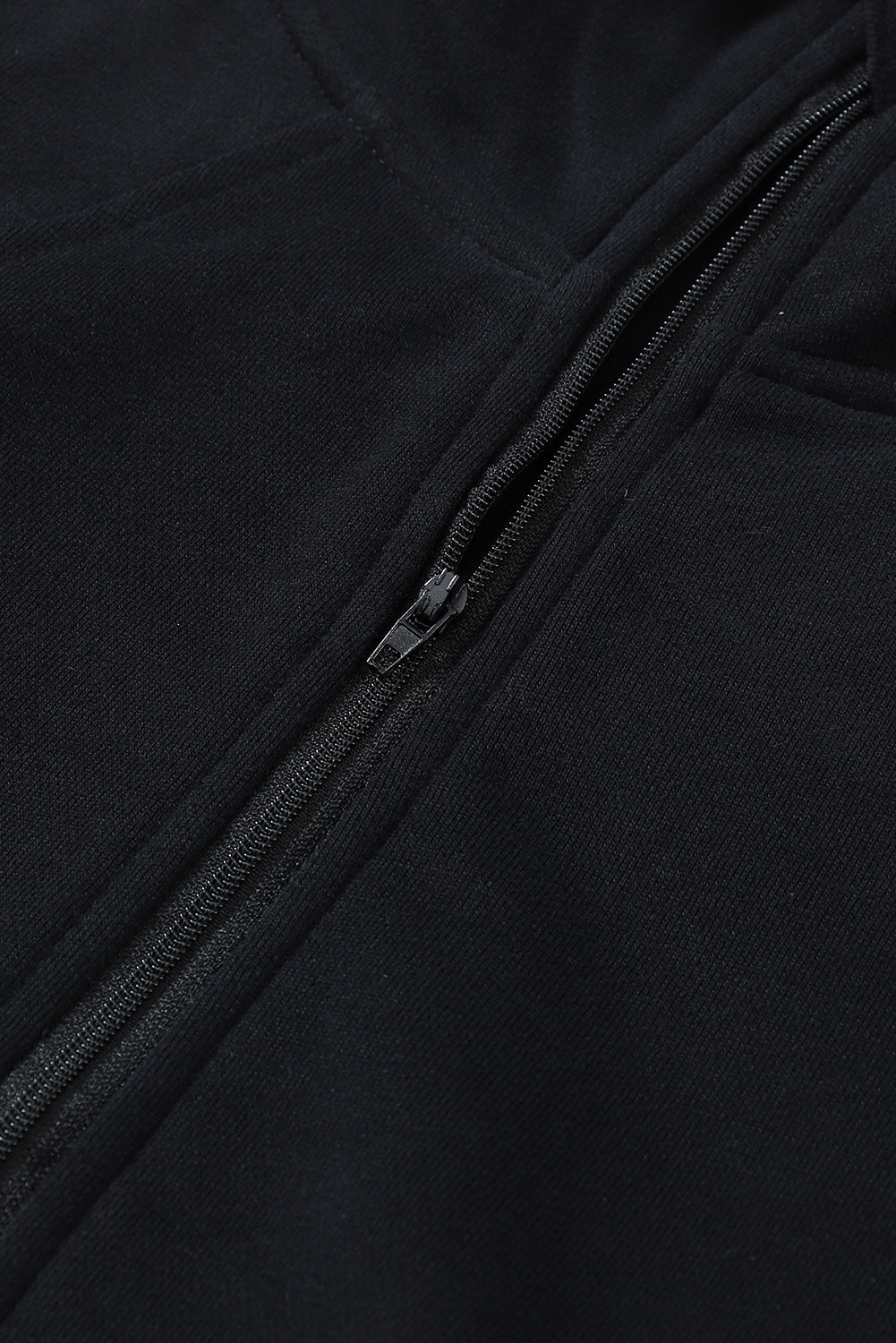 Navy Blue Zip Up Stand Collar Ribbed Thumbhole Sleeve Sweatshirt