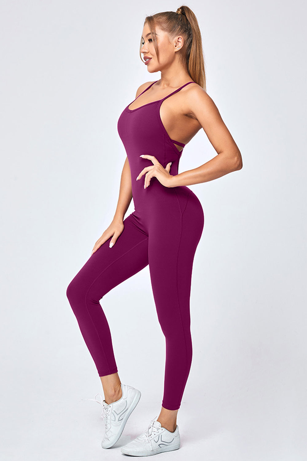 Crisscross Spaghetti Strap Active Jumpsuit