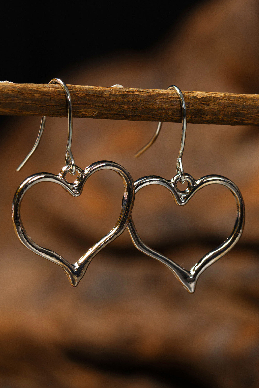 Silvery Heart Shape Hook Drop Earrings