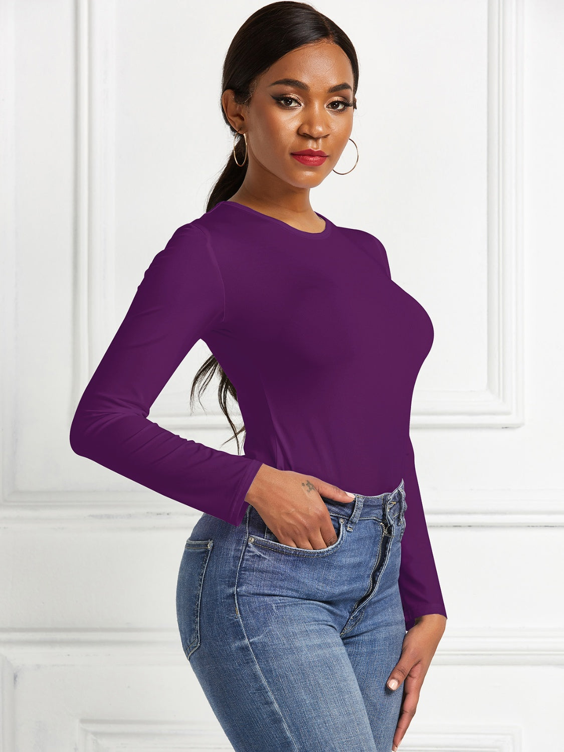 Round Neck Long Sleeve Bodysuit