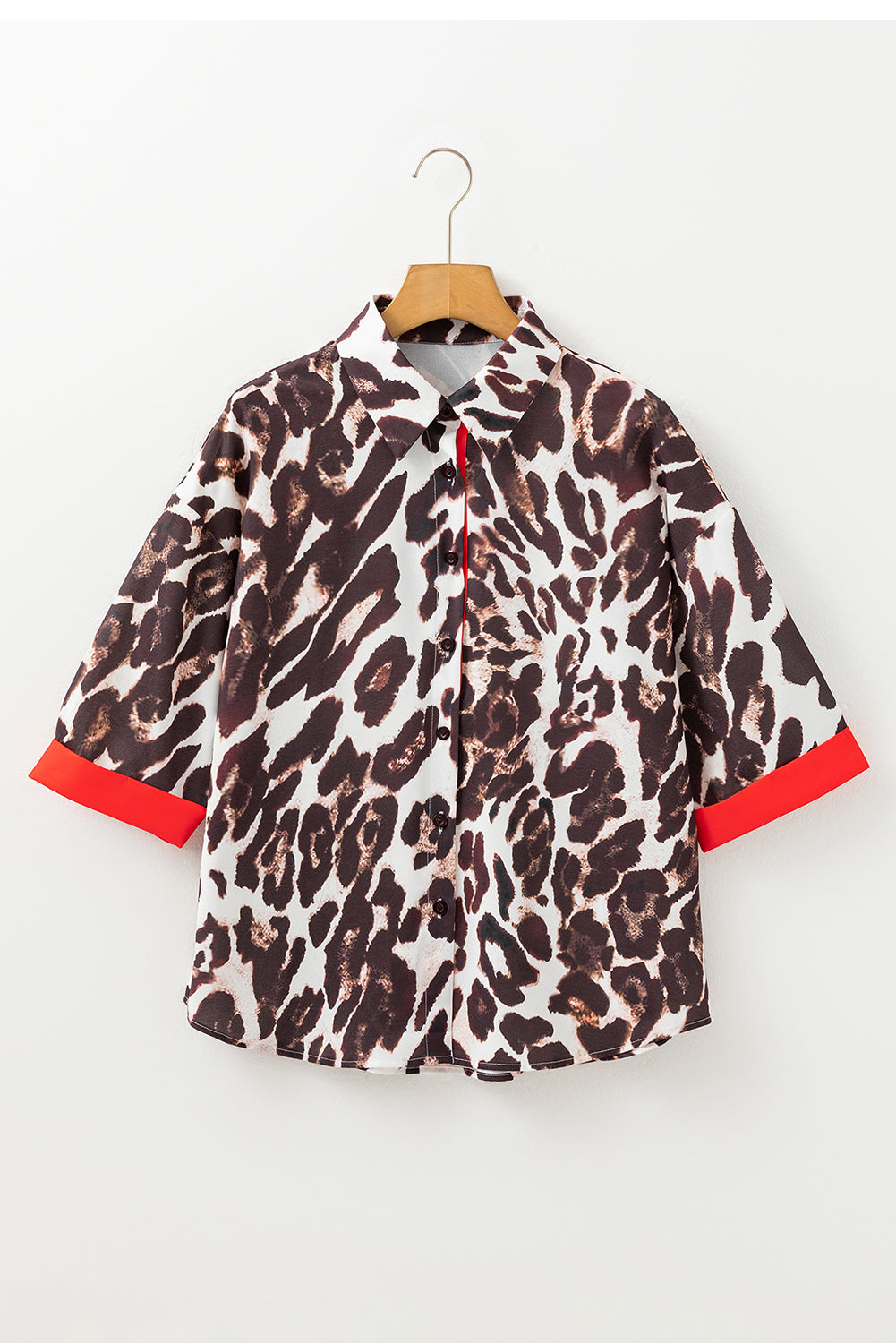 Dark Brown Patchwork Allover Leopard Print Shirt