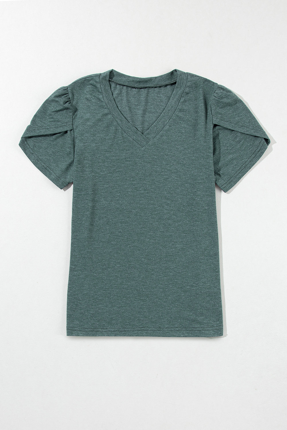 Carbon Grey Tulip Sleeve V Neck T-Shirt