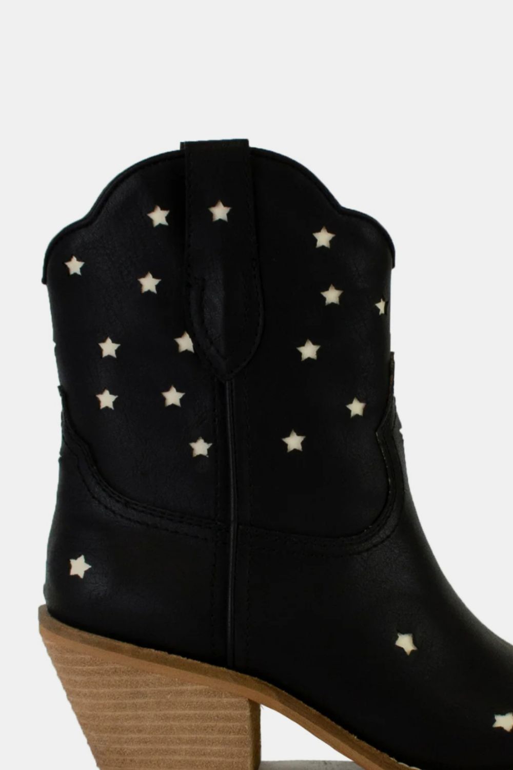 Beast Fashion Faux Leather Star-Shaped Cutouts Point Toe Boots