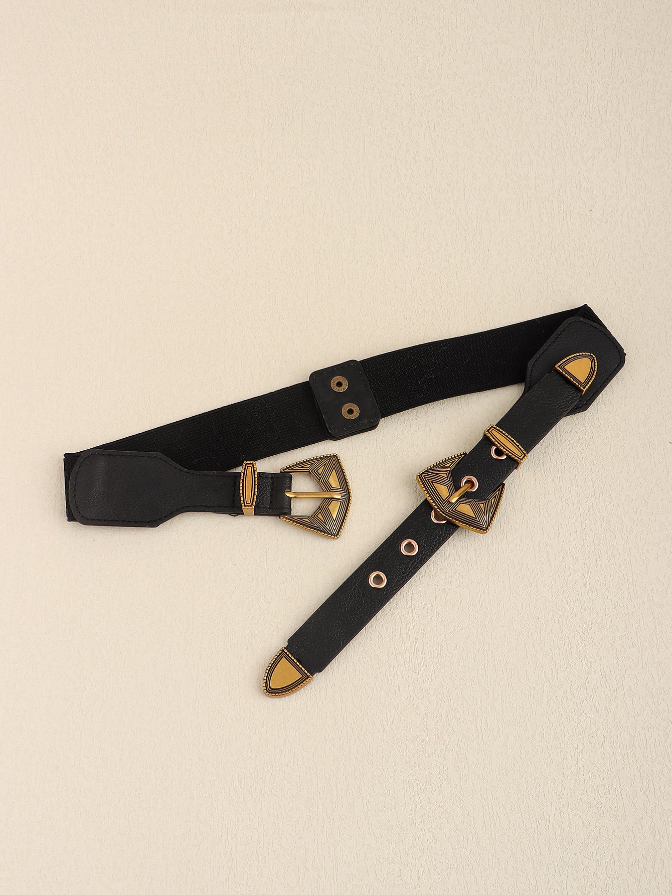 Double Buckle PU Leather Belt