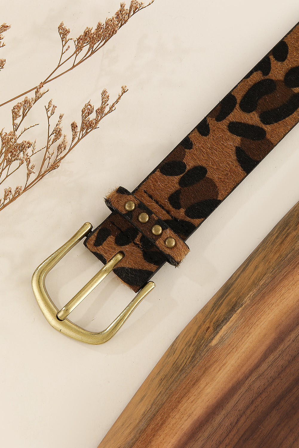 Chestnut Leopard Print PU Belt